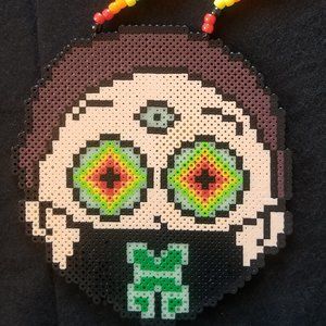 Morty Perler with Trippy Eyes on Kandi Necklace